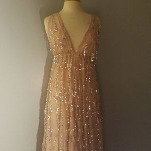 Windsor Salmon Pink Halter N Backless Sequin Gown - image 1